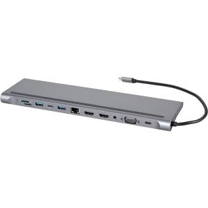 Адаптер TC--->2USB3.0+USB2.0+RJ45(100mbs)+2HDMI+VGA+PD+TypeC+TF+SD+audio, iOpen <ACU4700> Адаптер iOpen USB Type-C M/HDMI F+USB 3.0+USB 2.0 Type-AF+RJ45 VGA F+SD+USB Type-C F+TF+mini jack (ACU4700)