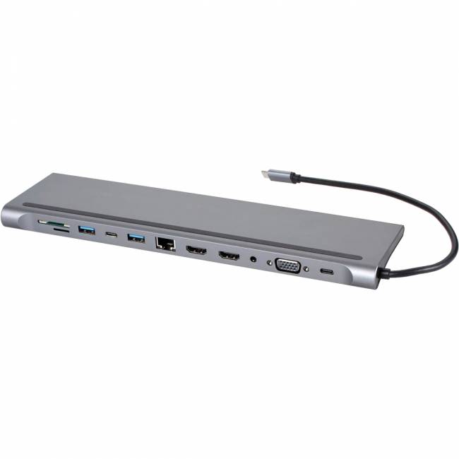 Адаптер TC--->2USB3.0+USB2.0+RJ45(100mbs)+2HDMI+VGA+PD+TypeC+TF+SD+audio, iOpen <ACU4700> Адаптер iOpen USB Type-C M/HDMI F+USB 3.0+USB 2.0 Type-AF+RJ45 VGA F+SD+USB Type-C F+TF+mini jack (ACU4700) — для бизнеса и офиса