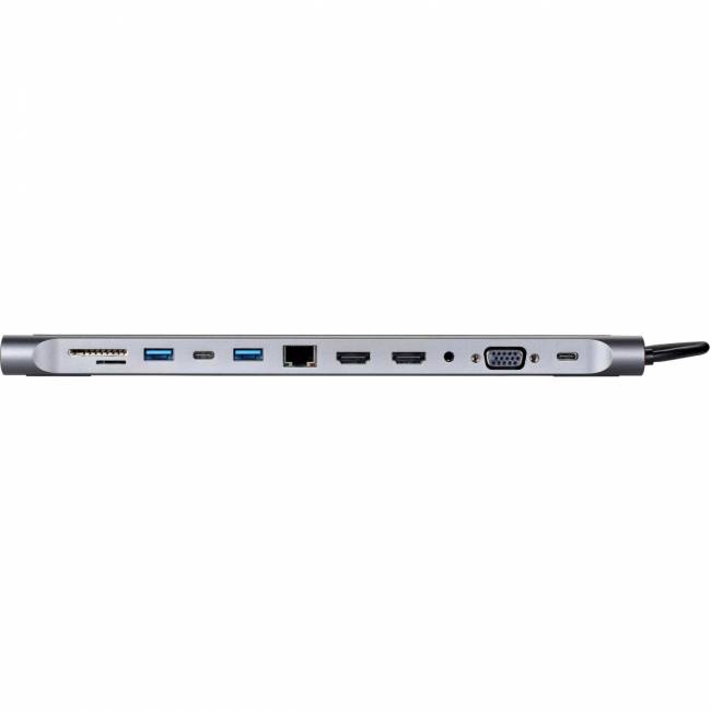 Адаптер TC--->2USB3.0+USB2.0+RJ45(100mbs)+2HDMI+VGA+PD+TypeC+TF+SD+audio, iOpen <ACU4700> Адаптер iOpen USB Type-C M/HDMI F+USB 3.0+USB 2.0 Type-AF+RJ45 VGA F+SD+USB Type-C F+TF+mini jack (ACU4700) — для бизнеса и офиса