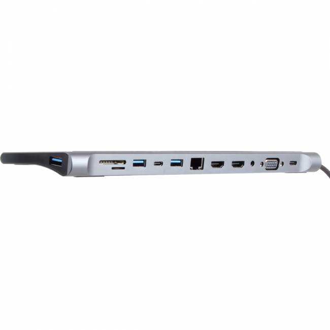 Адаптер TC--->2USB3.0+USB2.0+RJ45(100mbs)+2HDMI+VGA+PD+TypeC+TF+SD+audio, iOpen <ACU4700> Адаптер iOpen USB Type-C M/HDMI F+USB 3.0+USB 2.0 Type-AF+RJ45 VGA F+SD+USB Type-C F+TF+mini jack (ACU4700) — для бизнеса и офиса