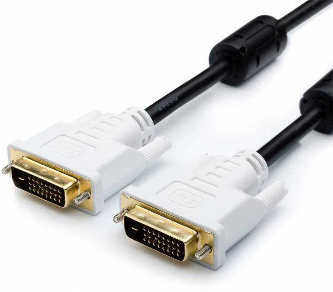 Кабель DVI 5 м (DVI-D Dual link, 24 pin,  пакет) ATcom DVI-D (m) - DVI-D (m) 5 м — для бизнеса и офиса