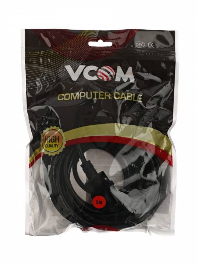 Кабель монитор - компьютер 220V (UPS -> устройство) <VDE> 3G*0.75mm2 VCOM <CE001-CU0.75-5>, 5,0м VCOM CE001-CU0.75-5M — для бизнеса и офиса