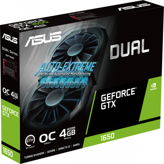 Видеокарта ASUS DUAL-GTX1650-4GD6-P-V2 — для бизнеса и офиса Видеокарта ASUS DUAL-GTX1650-4GD6-P-V2 — для бизнеса и офиса