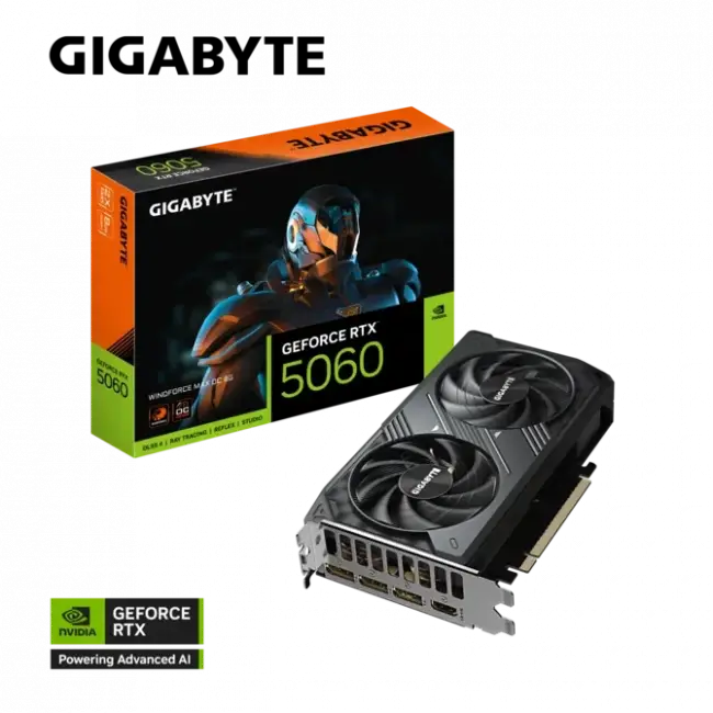 Видеокарта GIGABYTE GeForce RTX 5060 WINDFORCE MAX OC 8G — для бизнеса и офиса Видеокарта GIGABYTE GeForce RTX 5060 WINDFORCE MAX OC 8G — для бизнеса и офиса