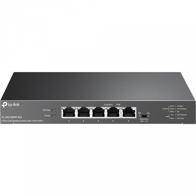 Коммутатор TP-Link TL-SG105PP-M2 — для бизнеса и офиса Коммутатор TP-Link TL-SG105PP-M2 — для бизнеса и офиса