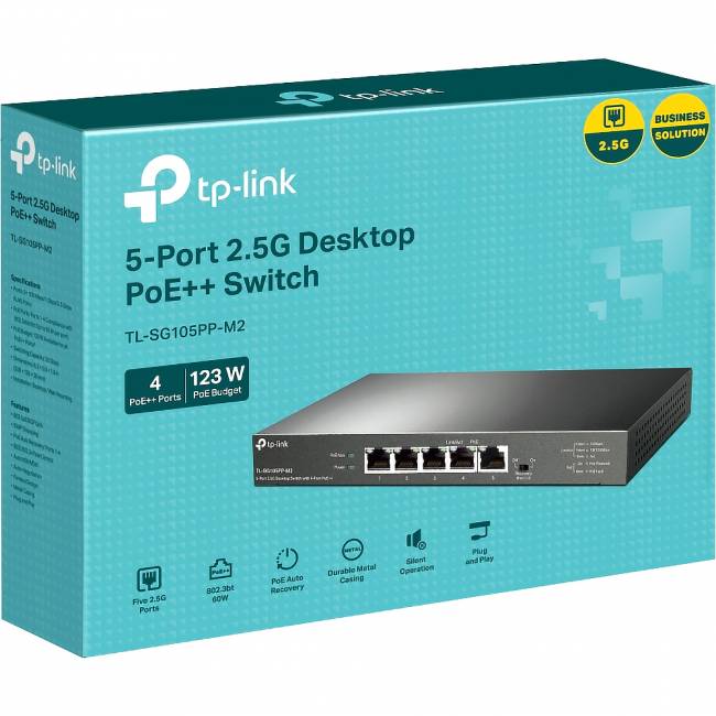 Коммутатор TP-Link TL-SG105PP-M2 — для бизнеса и офиса Коммутатор TP-Link TL-SG105PP-M2 — для бизнеса и офиса