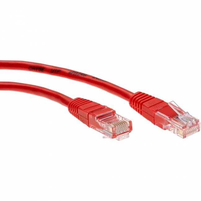 Патчкорд литой "Telecom" UTP кат.5е 15,0м красный VCOM NA102-R-15M — для бизнеса и офиса