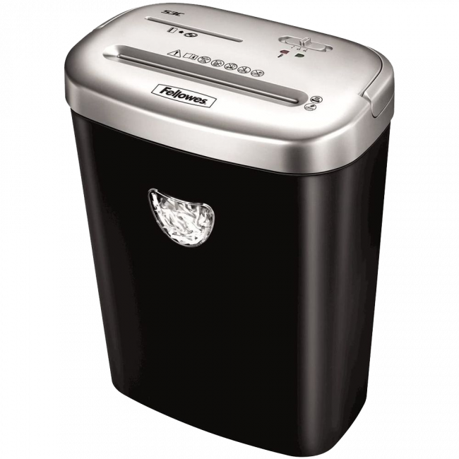 Шредер Fellowes® Powershred®  53C, DIN P-4, 4х35мм, 10лст., 23лтр.,уничт.: скобы,скр., пл.карты,CD, шт Шредер Fellowes Powershred 53C FS-46531 — для бизнеса и офиса