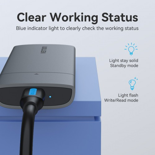 Корпус для SSD Vention USB 3.1 Gen 2-C M.2 NVMe Серый Vention KPGH0 — для бизнеса и офиса