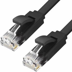 Greenconnect Патч-корд PROF плоский прямой 1.0m, UTP медь кат.6, черный, позолоченные контакты, 30 AWG, GCR-LNC616-1.0m, ethernet high speed 10 Гбит/с, RJ45, T568B Greenconnect RJ45(m) - RJ45(m) Cat. 6 U/UTP PVC 1м чёрный