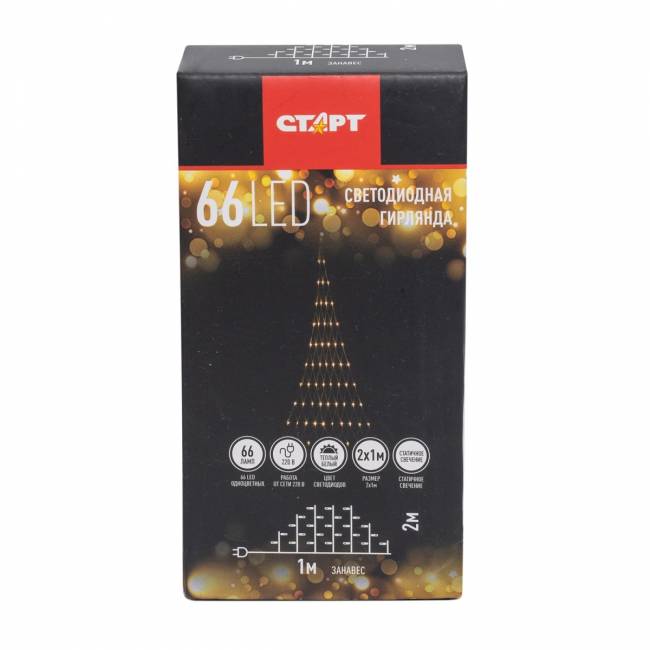 Гирлянда Гирлянда 66LED 220V, 1 режим, 2х1 м, занавес, тёплый белый — для бизнеса и офиса Гирлянда Гирлянда 66LED 220V, 1 режим, 2х1 м, занавес, тёплый белый — для бизнеса и офиса