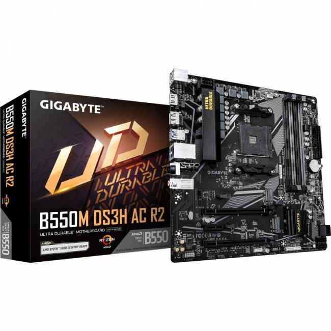 Материнская плата Gigabyte B550M DS3H AC R2 — для бизнеса и офиса Материнская плата Gigabyte B550M DS3H AC R2 — для бизнеса и офиса