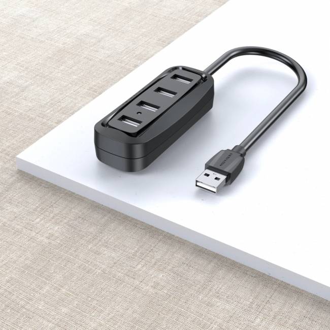Концентратор Vention USB 2.0 на 4 порта Черный Vention VAS-J43-B015 — для бизнеса и офиса
