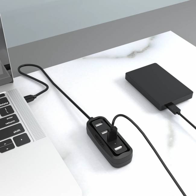 Концентратор Vention USB 2.0 на 4 порта Черный Vention VAS-J43-B015 — для бизнеса и офиса