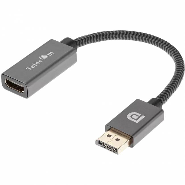 Кабель-переходник DP --> HDMI-F 0.2m , серый металлик, оплетка, 4K@60Hz, Telecom (TA560) Кабель-переходник Telecom DisplayPort M/HDMI F (TA560) — для бизнеса и офиса Кабель-переходник DP --> HDMI-F 0.2m , серый металлик, оплетка, 4K@60Hz, Telecom (TA560) Кабель-переходник Telecom DisplayPort M/HDMI F (TA560) — для бизнеса и офиса