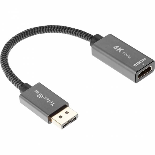 Кабель-переходник DP --> HDMI-F 0.2m , серый металлик, оплетка, 4K@60Hz, Telecom (TA560) Кабель-переходник Telecom DisplayPort M/HDMI F (TA560) — для бизнеса и офиса Кабель-переходник DP --> HDMI-F 0.2m , серый металлик, оплетка, 4K@60Hz, Telecom (TA560) Кабель-переходник Telecom DisplayPort M/HDMI F (TA560) — для бизнеса и офиса