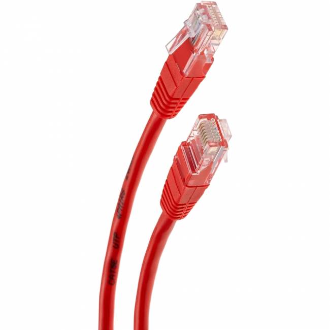 Патчкорд литой "Telecom" UTP кат.5е 2,0м красный VCOM NA102-R-2M — для бизнеса и офиса