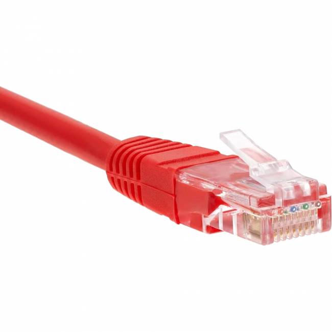 Патчкорд литой "Telecom" UTP кат.5е 2,0м красный VCOM NA102-R-2M — для бизнеса и офиса
