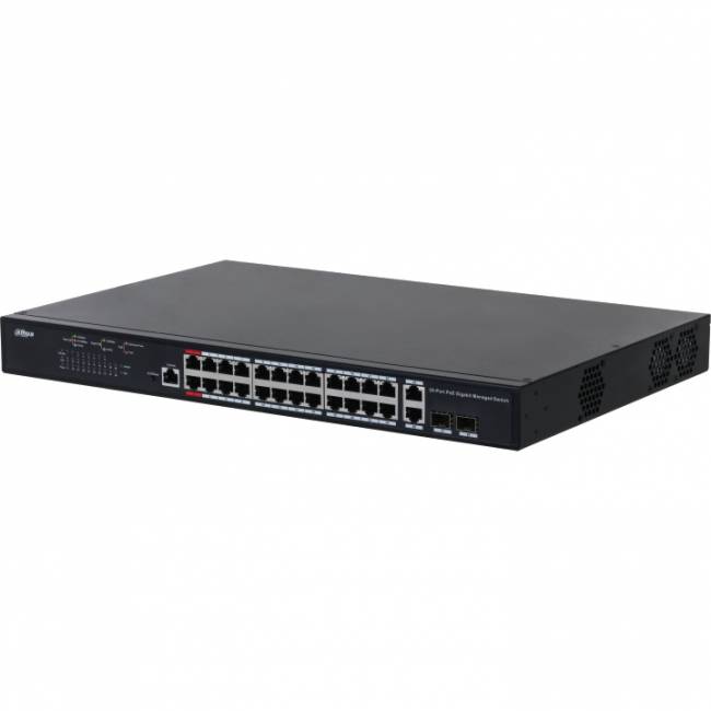 24-портовый гигабитный управляемый коммутатор с PoE уровень L2 Dahua DH-PFS4226-24GT-370 — для бизнеса и офиса 24-портовый гигабитный управляемый коммутатор с PoE уровень L2 Dahua DH-PFS4226-24GT-370 — для бизнеса и офиса