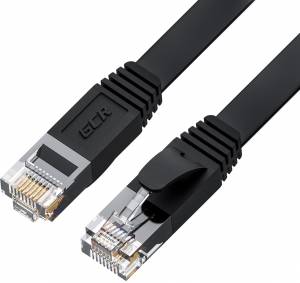 GCR Патч-корд PROF плоский прямой 15.0m, UTP медь кат.6, черный, 30 AWG, ethernet high speed 10 Гбит/с, RJ45, T568B, GCR-52857 Greenconnect RJ45(m) - RJ45(m) Cat. 7 U/UTP PVC 15м