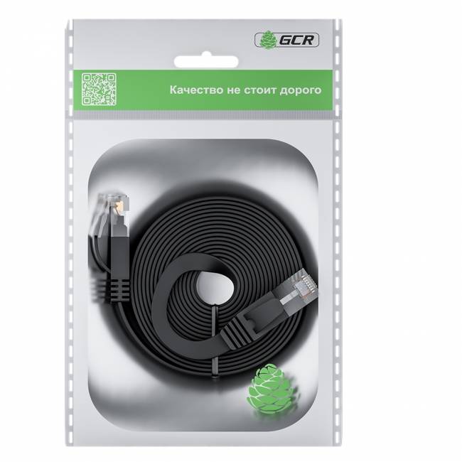 GCR Патч-корд PROF плоский прямой 15.0m, UTP медь кат.6, черный, 30 AWG, ethernet high speed 10 Гбит/с, RJ45, T568B, GCR-52857 Greenconnect RJ45(m) - RJ45(m) Cat. 7 U/UTP PVC 15м — для бизнеса и офиса GCR Патч-корд PROF плоский прямой 15.0m, UTP медь кат.6, черный, 30 AWG, ethernet high speed 10 Гбит/с, RJ45, T568B, GCR-52857 Greenconnect RJ45(m) - RJ45(m) Cat. 7 U/UTP PVC 15м — для бизнеса и офиса