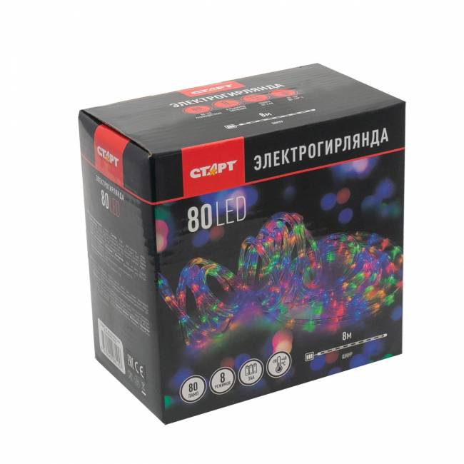 Гирлянда Гирлянда 80LED RGB 3АА, 8 режимов, 8 м, шнур, разноцветная — для бизнеса и офиса Гирлянда Гирлянда 80LED RGB 3АА, 8 режимов, 8 м, шнур, разноцветная — для бизнеса и офиса