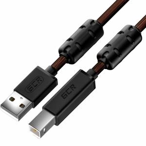 GCR Кабель PROF 1.5m USB 2.0, AM/BM, черно-прозрачный, ферритовые кольца, 28/24 AWG, экран, армированный, морозостойкий, GCR-52414 Кабель Greenconnect 1.5 м (GCR-52414)