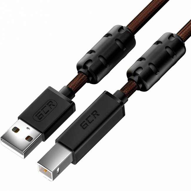 GCR Кабель PROF 1.5m USB 2.0, AM/BM, черно-прозрачный, ферритовые кольца, 28/24 AWG, экран, армированный, морозостойкий, GCR-52414 Кабель Greenconnect 1.5 м (GCR-52414) — для бизнеса и офиса