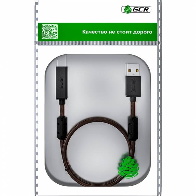 GCR Кабель PROF 1.5m USB 2.0, AM/BM, черно-прозрачный, ферритовые кольца, 28/24 AWG, экран, армированный, морозостойкий, GCR-52414 Кабель Greenconnect 1.5 м (GCR-52414) — для бизнеса и офиса
