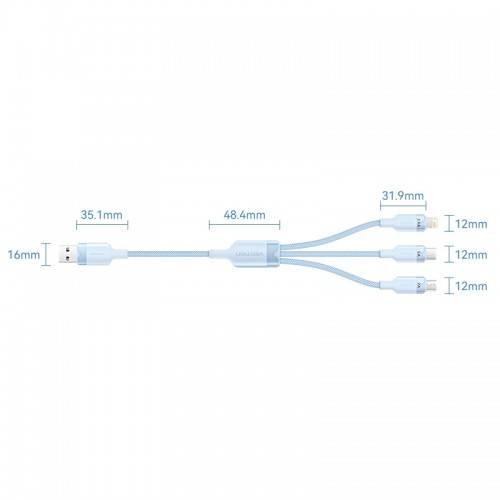 Кабель Vention 3 в 1 USB 2.0 AM/ Micro-B, USB-C, Lightning M - 1.5м. Белый 6A, шт. Vention CTRWG — для бизнеса и офиса Кабель Vention 3 в 1 USB 2.0 AM/ Micro-B, USB-C, Lightning M - 1.5м. Белый 6A, шт. Vention CTRWG — для бизнеса и офиса