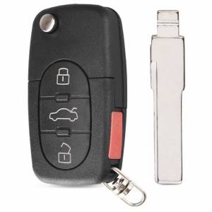 Корпус выкидного ключа AUDI 3+1 кнопка HU-HAA HU66 CR2032, с лого