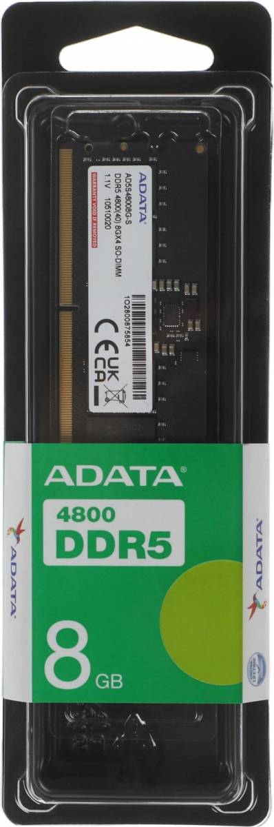 Память DDR5 8GB 4800MHz ADATA AD5S48008G-S — для бизнеса и офиса Память DDR5 8GB 4800MHz ADATA AD5S48008G-S — для бизнеса и офиса