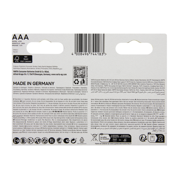 Батарейка Varta LONGLIFE MAX POWER (MAX TECH) LR03 AAA BL8 Alkaline 1.5V (4703) (8/160) Varta LONGLIFE MAX POWER (MAX TECH) (04703101428) — для бизнеса и офиса Батарейка Varta LONGLIFE MAX POWER (MAX TECH) LR03 AAA BL8 Alkaline 1.5V (4703) (8/160) Varta LONGLIFE MAX POWER (MAX TECH) (04703101428) — для бизнеса и офиса