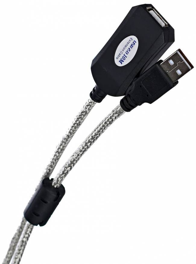 Кабель-адаптер USB2.0-repeater, удлинительный активный <Am->Af> 10м Aopen/Qust <ACU823-10M> VCOM USB 2.0 Type-AM - USB 2.0 Type-AF — для бизнеса и офиса