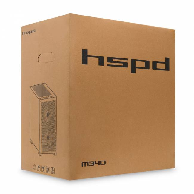 Корпус без блока питания HSPD M340-TGBK — для бизнеса и офиса Корпус без блока питания HSPD M340-TGBK — для бизнеса и офиса