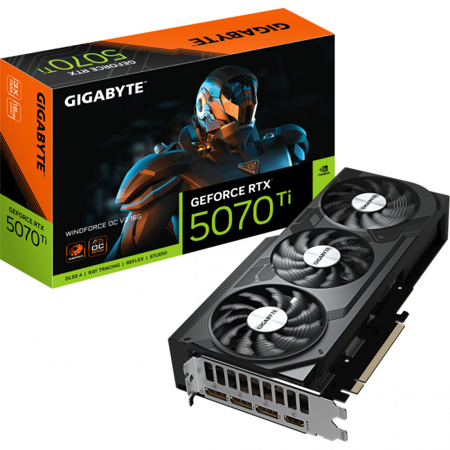 Видеокарта Gigabyte GeForce RTX 5070 Ti WINDFORCE OC V2 16G (GV-N507TWF3OCV2-16GD) — для бизнеса и офиса