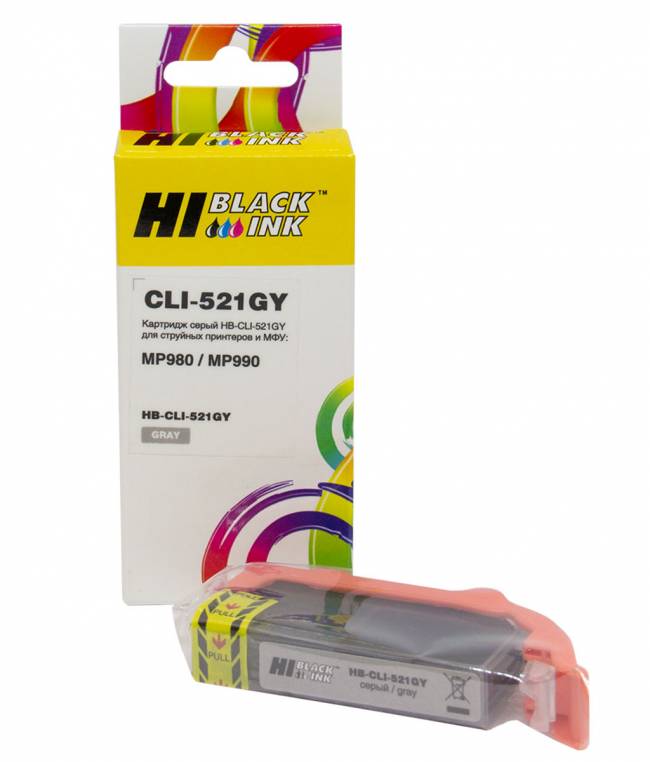 Картридж Hi-Black (CLI-521GY) для Canon PIXMA MP980/990, серый — для бизнеса и офиса Картридж Hi-Black (CLI-521GY) для Canon PIXMA MP980/990, серый — для бизнеса и офиса