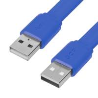 GCR Кабель PROF 1.0m USB 2.0 AM/AM, плоский, синий, 28/24 AWG, экран, заземление, морозостойкий, GCR-55570 Greenconnect GCR-55570