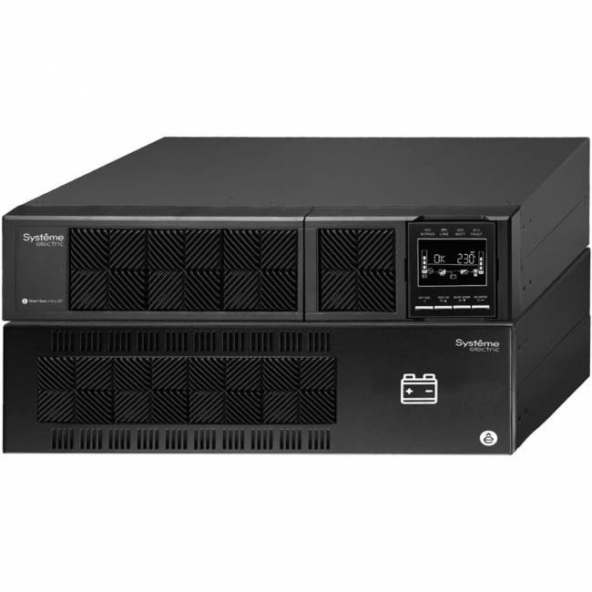 ИБП Systeme Electric Smart-Save Online SRV 1000 ВА, конвертируемый форм-фактор 4U, 230 В, 6 розеток  IEC C13, SmartSlot, LCD, USB HID, версия с возможностью увеличения времени автономии, 2 кор. Systeme Electric Smart-Save Online SRV 1000VA SRVSE1KRTXLI — для бизнеса и офиса