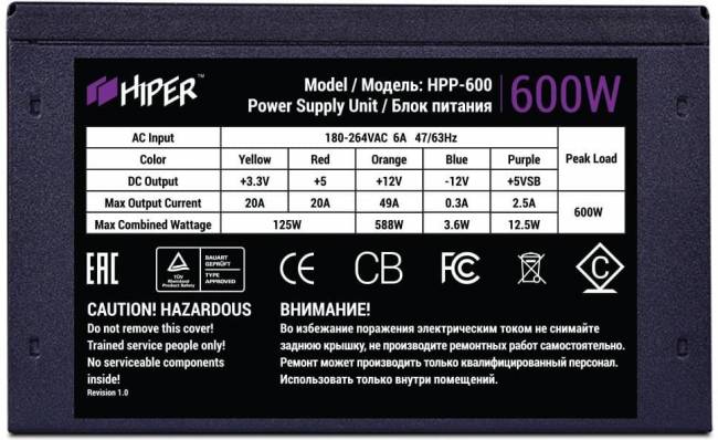 блок питания для ПК 600 Ватт Hiper HPP-600 — для бизнеса и офиса блок питания для ПК 600 Ватт Hiper HPP-600 — для бизнеса и офиса