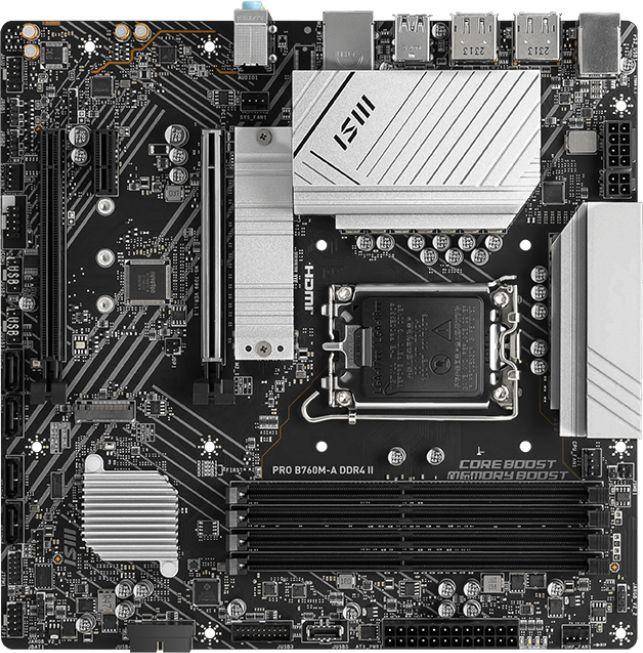 Материнская плата MSI PRO B760M-A DDR4 II — для бизнеса и офиса Материнская плата MSI PRO B760M-A DDR4 II — для бизнеса и офиса