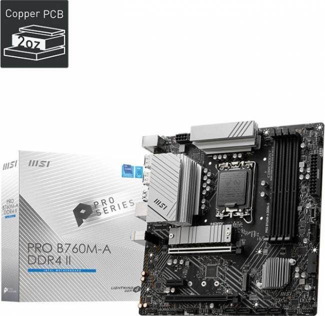 Материнская плата MSI PRO B760M-A DDR4 II — для бизнеса и офиса Материнская плата MSI PRO B760M-A DDR4 II — для бизнеса и офиса