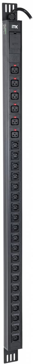 ITK PDU верт. 33U 1ф 32А 20 роз. C13 6 C19 каб. 3м IEC60309 ITK PV22-20C13-06C19-41