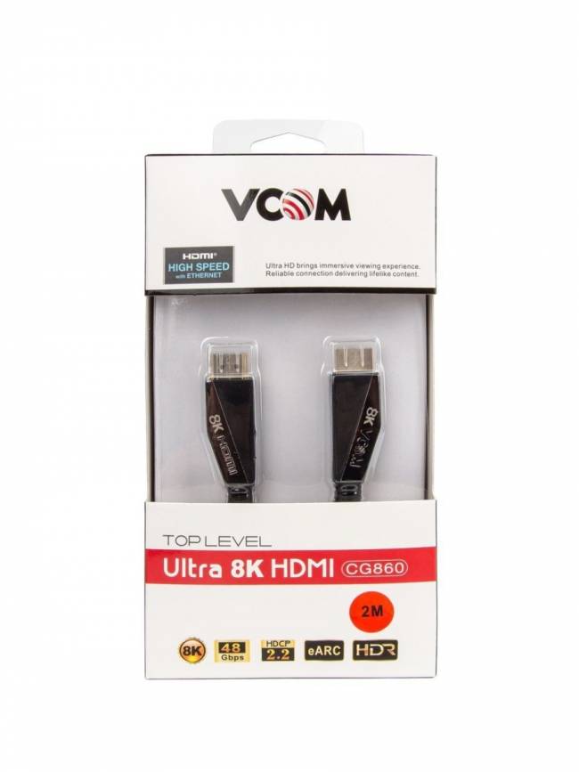Кабель HDMI 19M/M,ver. 2.1, 8K@60 Hz 2m VCOM <CG860-2M> VCOM HDMI (m) - HDMI (m) 2м — для бизнеса и офиса