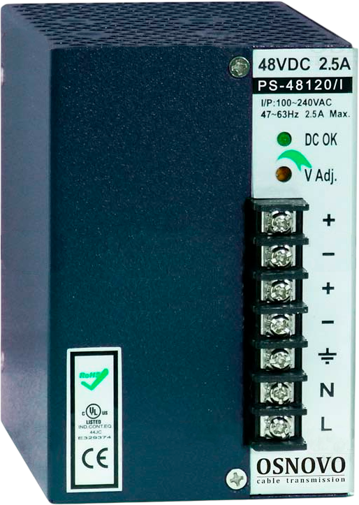Блок питания OSNOVO PS-48120/I — для бизнеса и офиса Блок питания OSNOVO PS-48120/I — для бизнеса и офиса