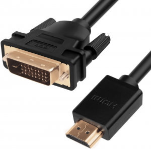 Greenconnect Кабель HDMI-DVI 0.5m черный, OD7.3mm, 28/28 AWG, позолоченные контакты, 19pin AM / 24+1M AM double link, GCR-HD2DVI1-0.5m, тройной экран Greenconnect HDMI—DVI 19M / 25M double link
