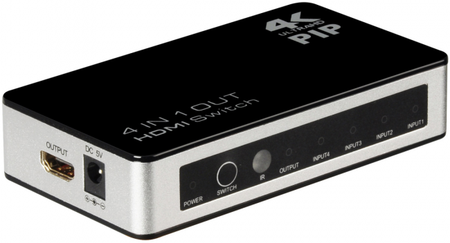 Greenconnect Переключатель 4->1 HDMI 4K/30HZ, PIP(картинка в картинке) , пульт ДУ, БП серия Greenline GL-v401P Greenconnect Переключатель Greenline HDMI 4 к 1 + PIP + доп питание — для бизнеса и офиса Greenconnect Переключатель 4->1 HDMI 4K/30HZ, PIP(картинка в картинке) , пульт ДУ, БП серия Greenline GL-v401P Greenconnect Переключатель Greenline HDMI 4 к 1 + PIP + доп питание — для бизнеса и офиса
