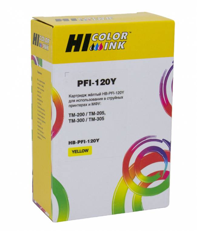 Картридж Hi-Black (PFI-120Y) для Canon TM-200/205/300//255/350/355, Y — для бизнеса и офиса Картридж Hi-Black (PFI-120Y) для Canon TM-200/205/300//255/350/355, Y — для бизнеса и офиса