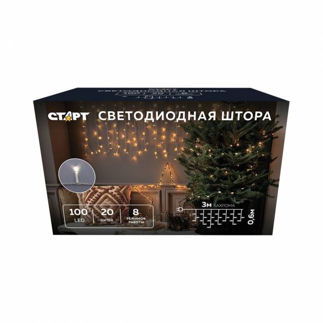 Гирлянда Гирлянда 100LED 220V, 8 режимов, 3 м, бахрома, тёплый белый — для бизнеса и офиса Гирлянда Гирлянда 100LED 220V, 8 режимов, 3 м, бахрома, тёплый белый — для бизнеса и офиса