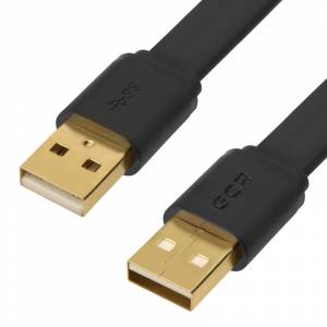 GCR Кабель PROF 2.0m USB 2.0 AM/AM плоский, черный, GOLD, 28/24 AWG, экран, морозостойкий, GCR-UM7M-BСG-2.0m Greenconnect GCR-UM7M-BCG-2.0m